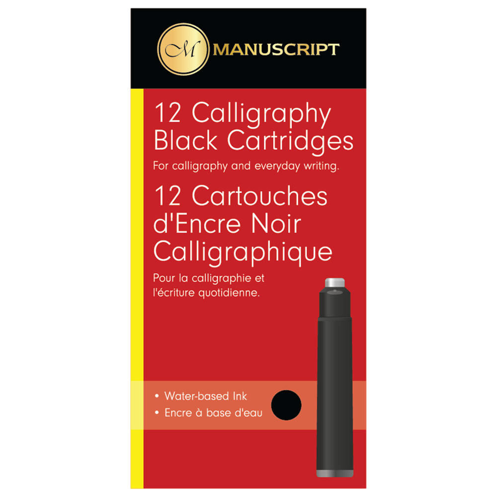 Manuscript Calligraphy Water-Based Ink Cartridges 12 Pack Black