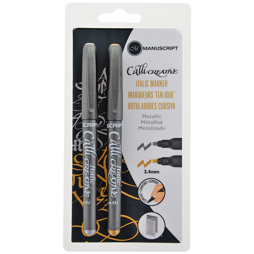 Manuscript CalliCreative Italic Marker 2.4mm 2 Set Gold & Silver