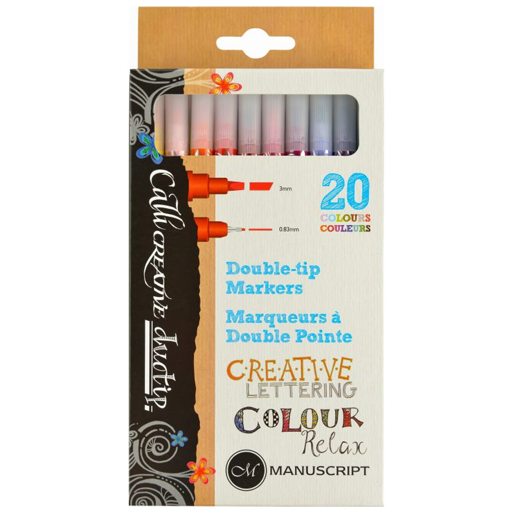 Manuscript CalliCreative Duotip Double-Tip Marker 20 Set Assorted