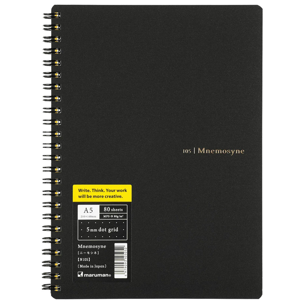 Maruman Mnemosyne A5 Dot Grid Notebook 5mm 80 Sheets 6"x8"