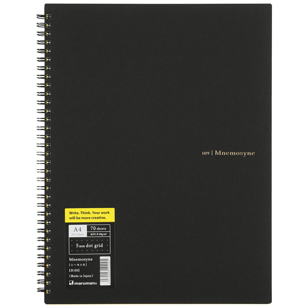 Maruman Mnemosyne A4 Dot Grid Notebook 5mm 70 Sheets 8.3"x11.7"