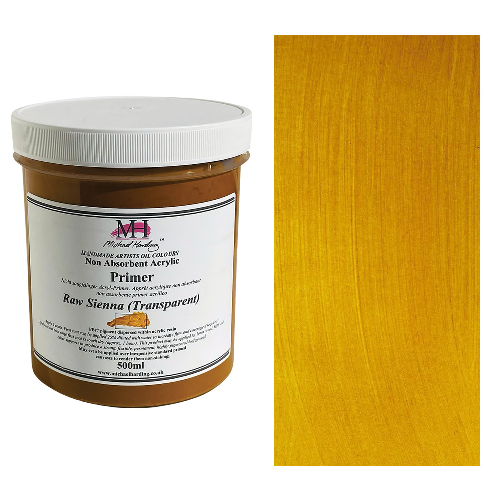 Michael Harding Non-Absorbent Acrylic Primer 500ml Raw Sienna (T)