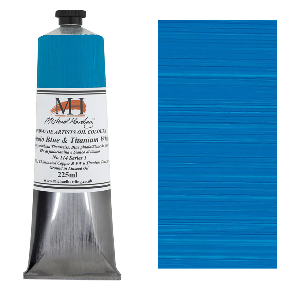 Michael Harding Artists Oil Colour 225ml Phthalo Blue & Titanium White