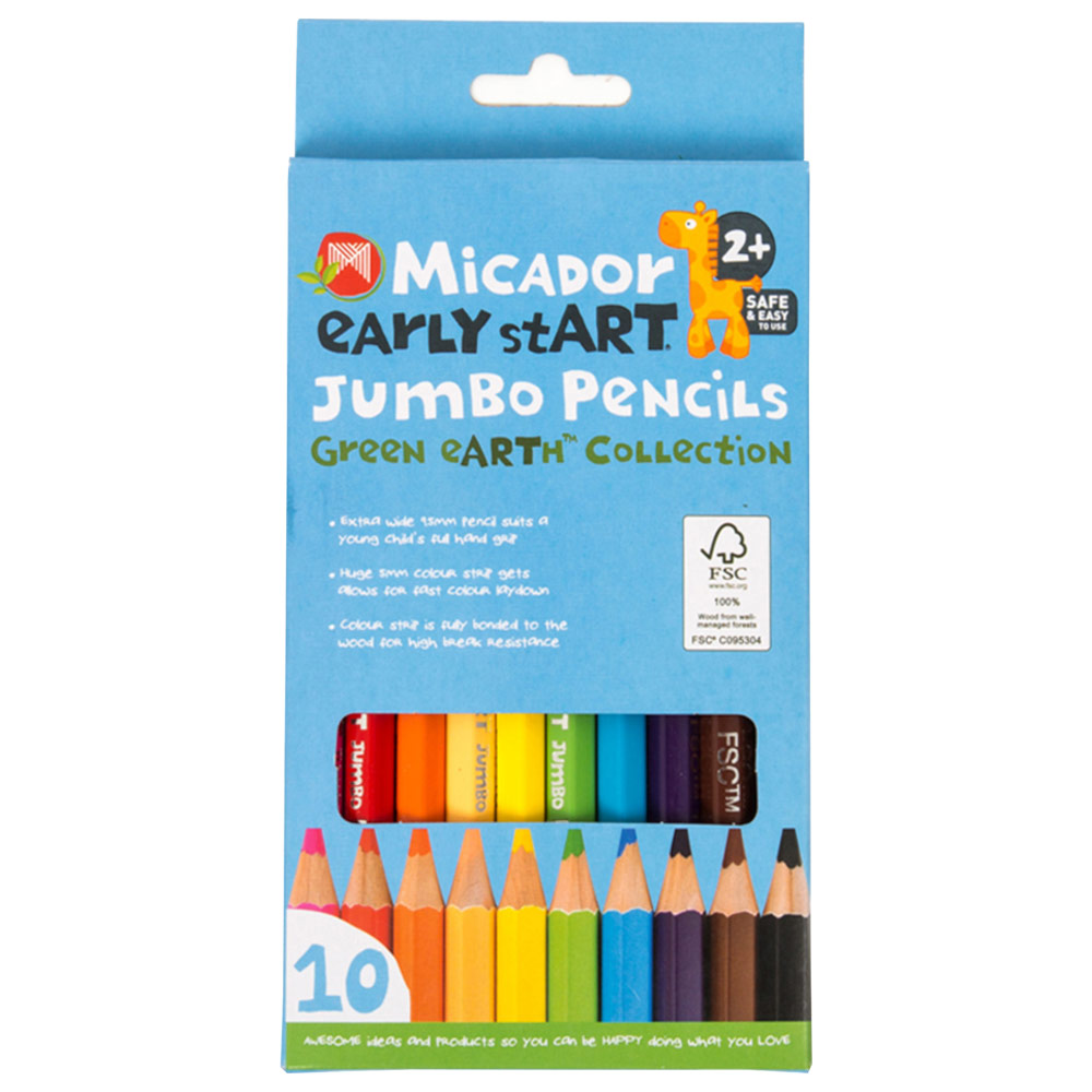 Micador Early StART Jumbo Pencil Green eARTh Collection 10 Set
