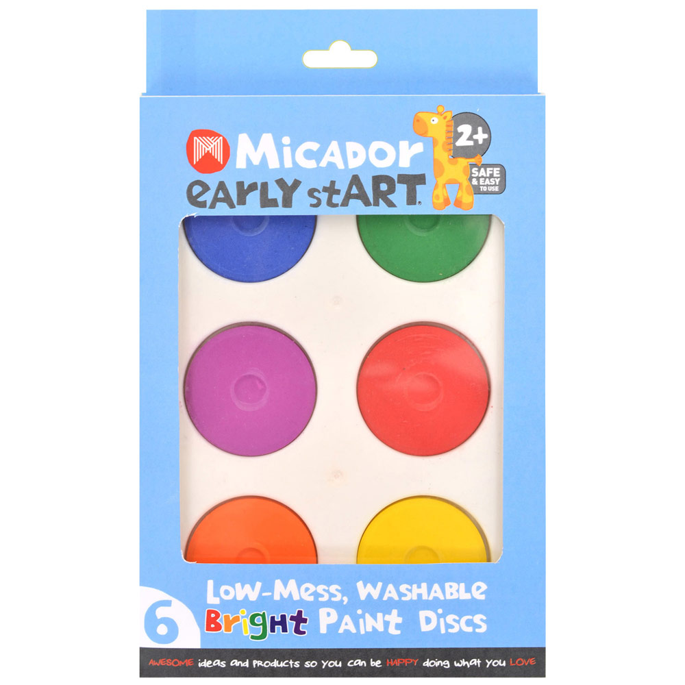 Micador Early StART Low-Mess Washable Paint Disc 6 Set Bright