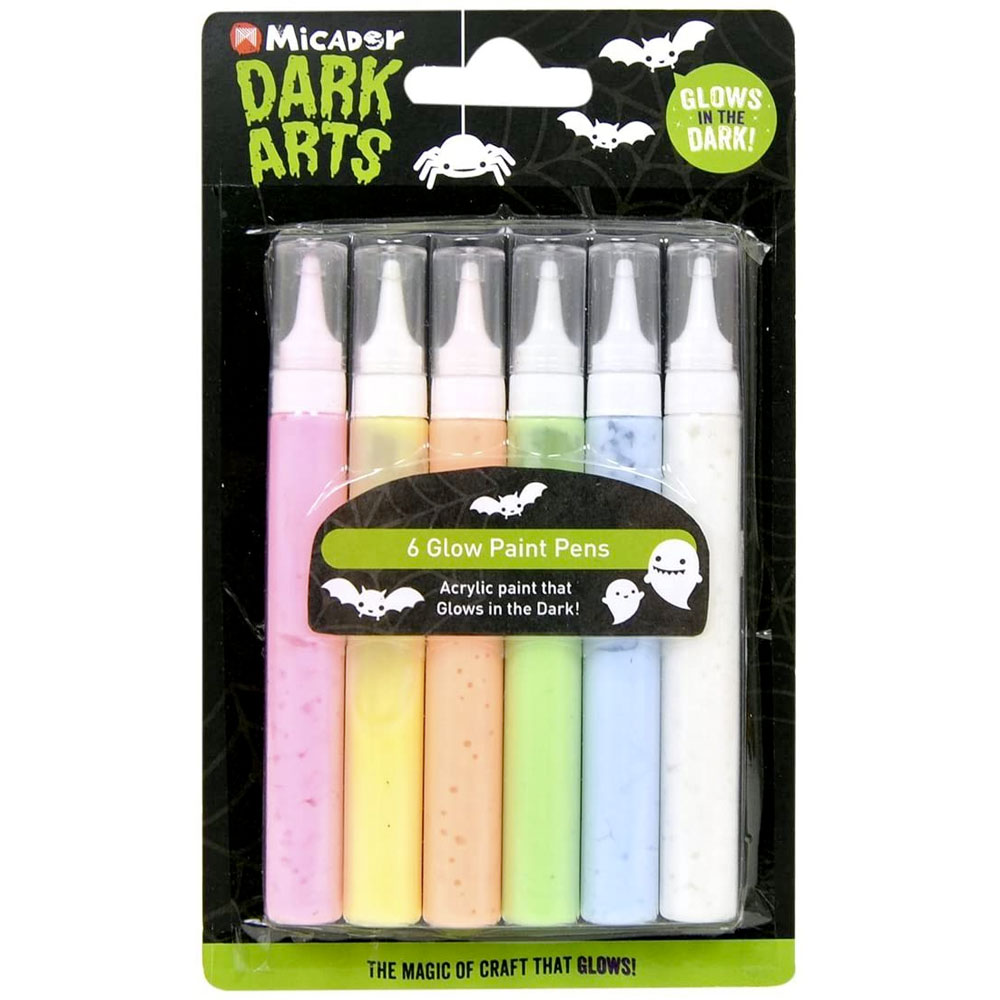 Micador Dark Arts Glow Paint Pen 6 x 15ml Set Assorted