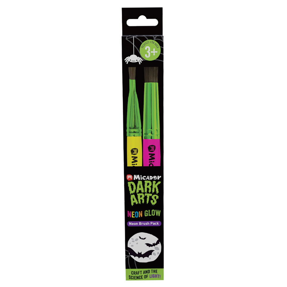 Micador Dark Arts Neon Brush 2 Pack Large Flat & Round