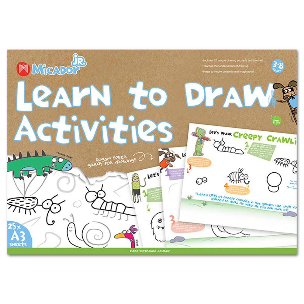 Micador jR. A3 Learn to Draw Activities Pad 25 Sheets 11.75"x16.5"