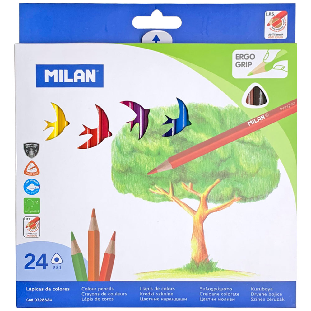 Milan Ergo Grip Triangular Color Pencil 24 Set