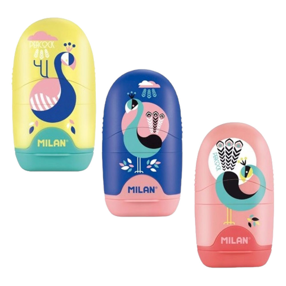 Milan CAPSULE Sharpener + Eraser Peacock