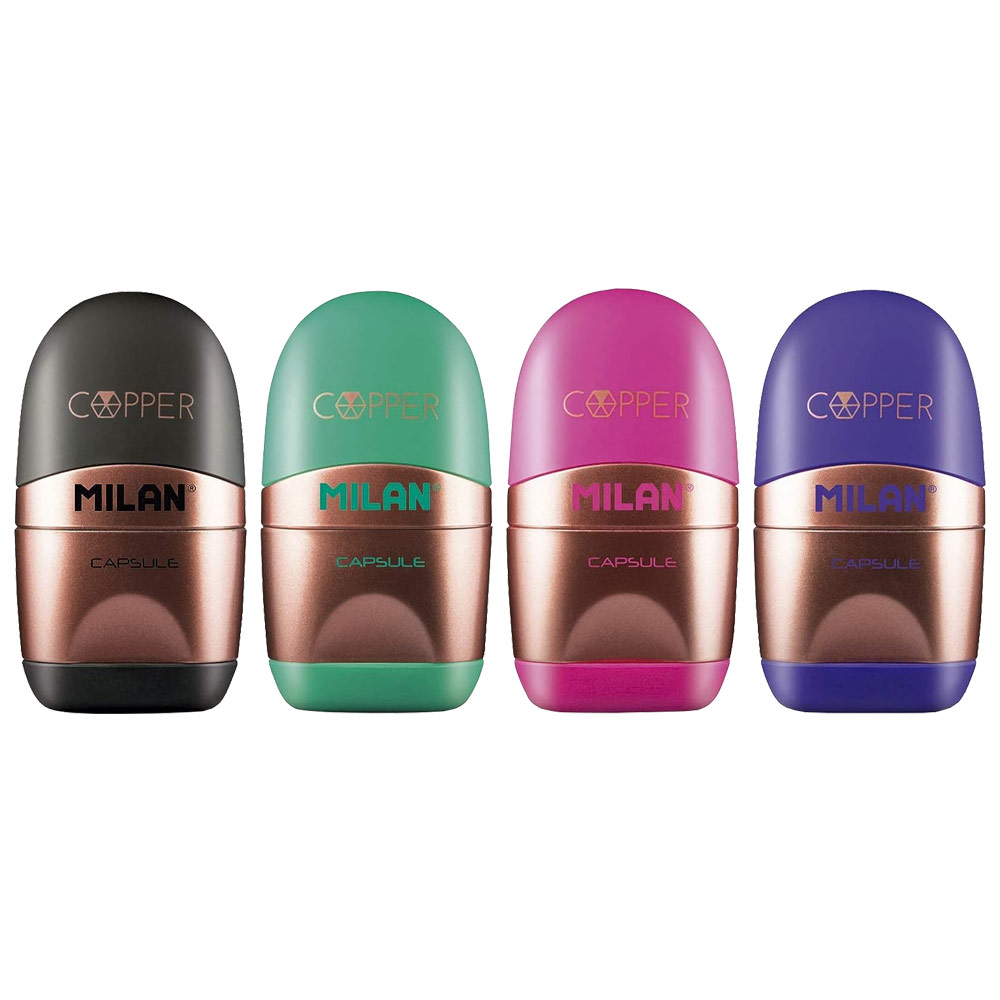 Milan CAPSULE Sharpener + Eraser Copper