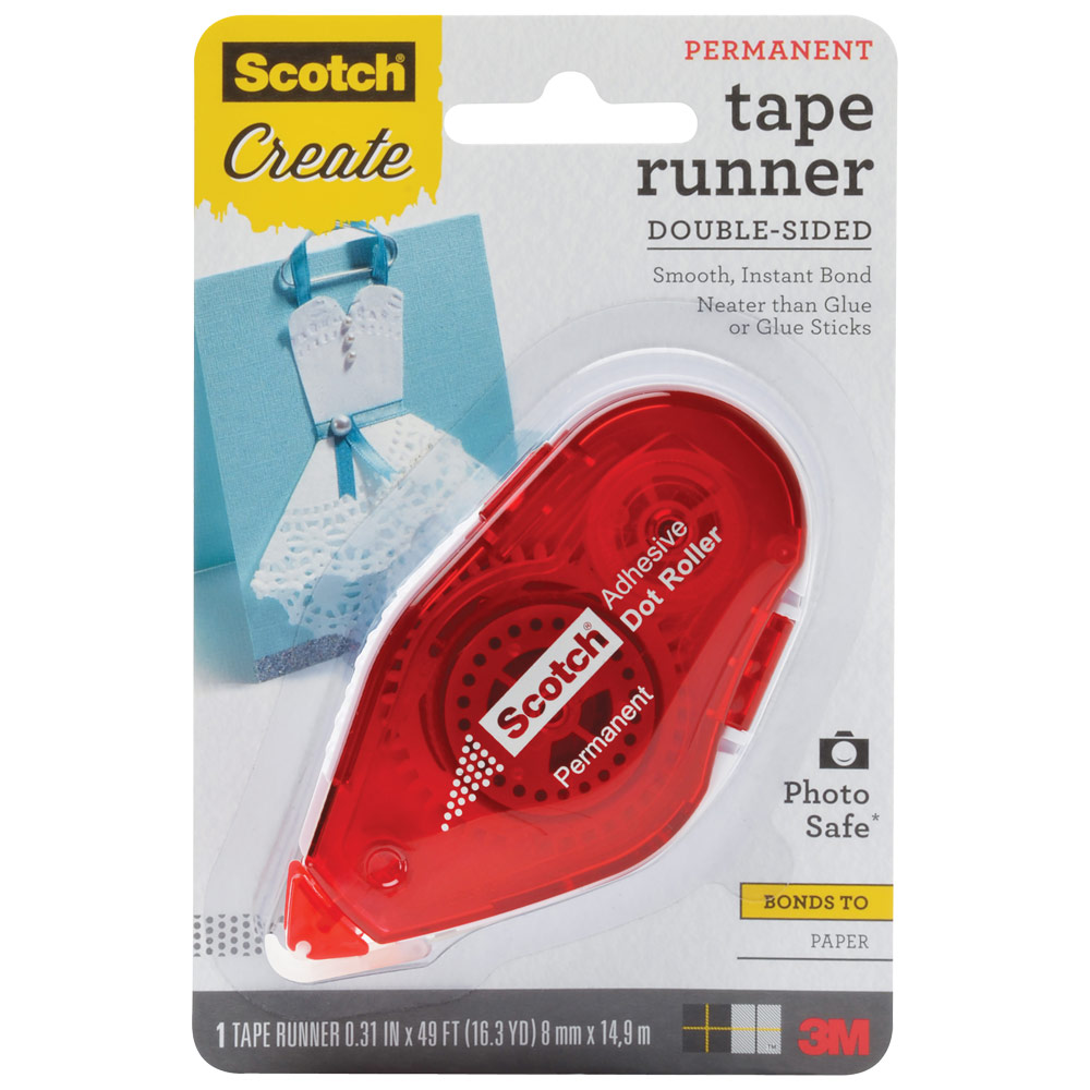 3M Scotch Adhesive Double-Sided Tape Runner 0.31"x49ft