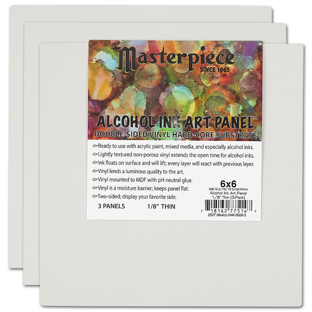 Masterpiece Alcohol Ink Art Panel 1/8" Thin 3 Pack 6"x6"