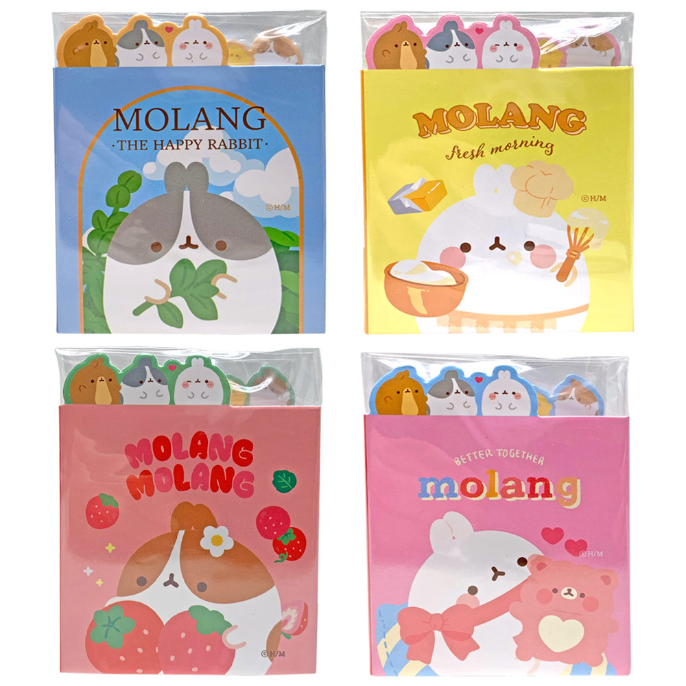 Molang Happy Rabbit Sticky Note 4 Pack 7cmx6cm