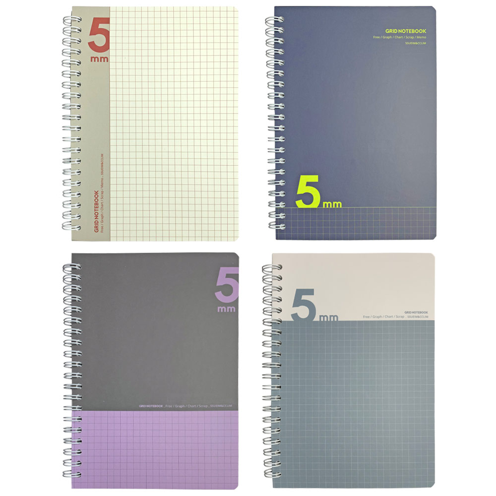 Ssueim&CCLIM B6 Grid 5mm Notebook 5.04"x7.17" Assorted