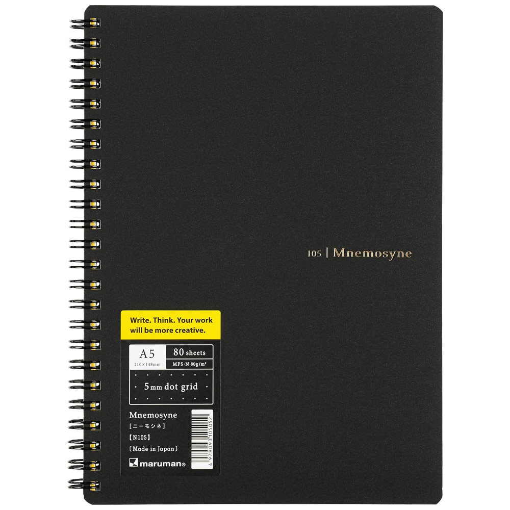 Maruman Mnemosyne A5 Dot Grid Notebook 5mm 80 Sheets 6"x8"