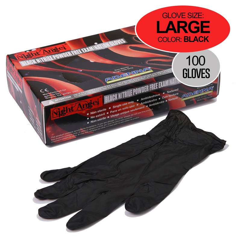 Black Nitrile Gloves 100pk Large Size