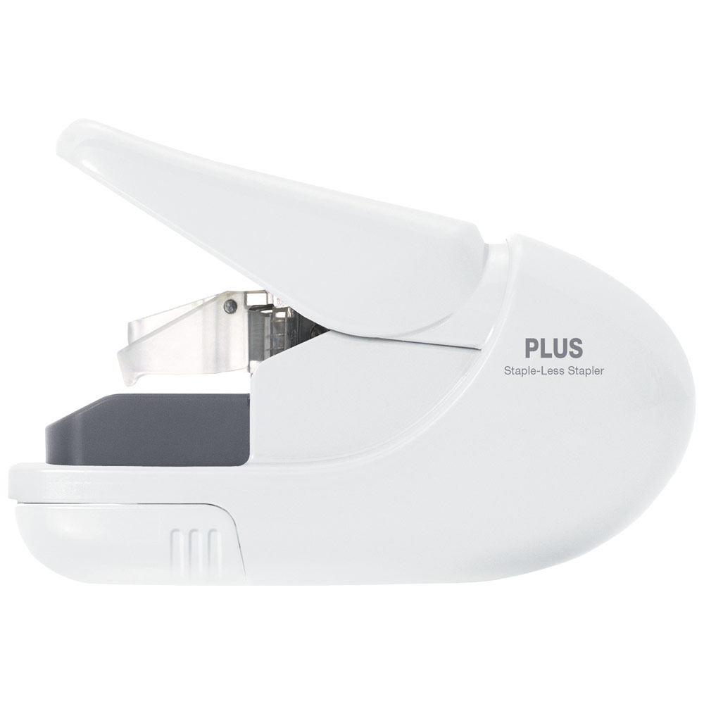 Plus Paper Clinch Staple-Free Stapler White