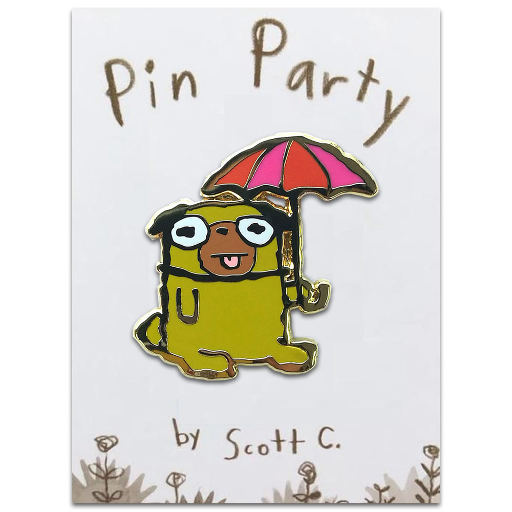 Scott C Enamel Pin Umbrella Dog