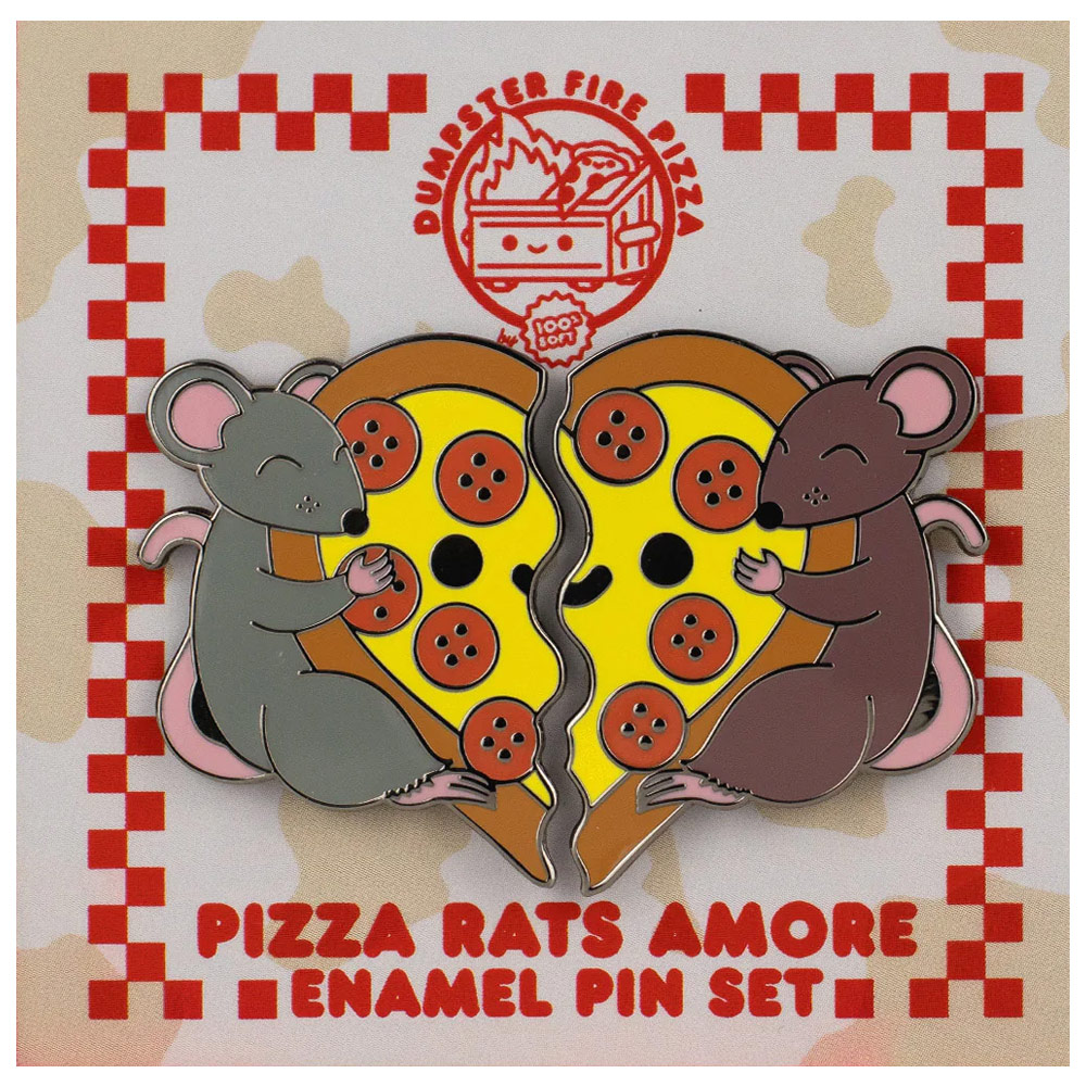 100% Soft Enamel Pin Pizza Rats Amore