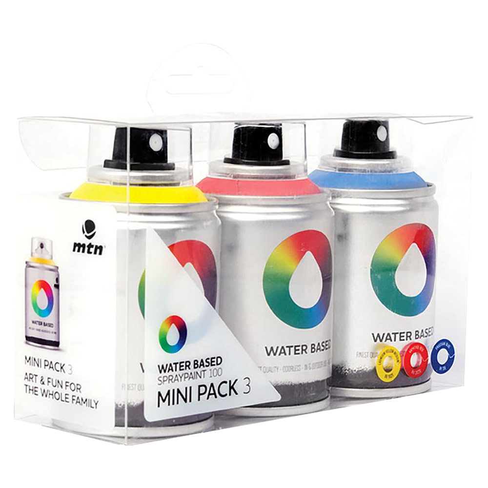 MTN Water Based Spray Paint 3 x 100ml Set Mini Blue/Red/Yellow