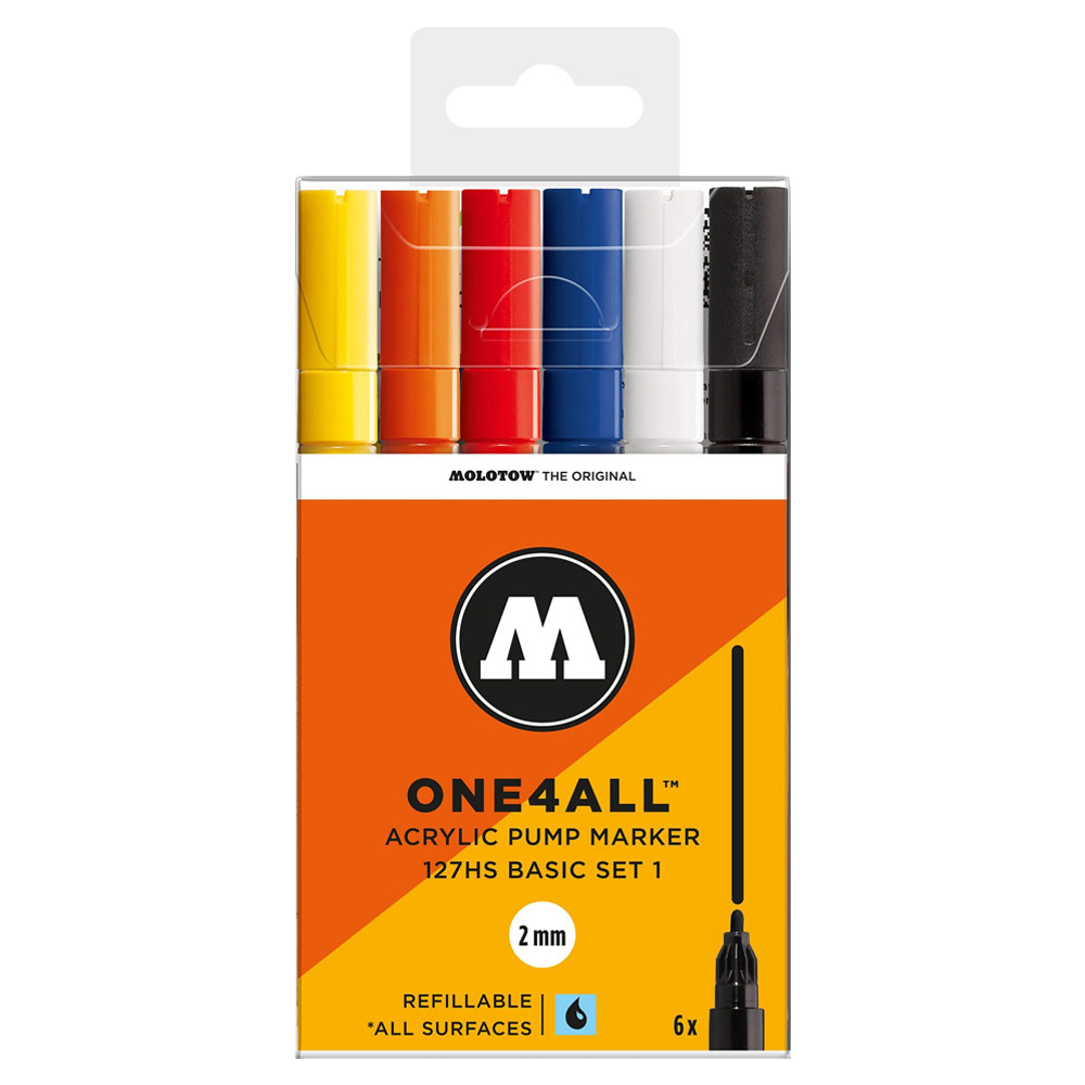 Molotow ONE4ALL 127HS Acrylic Paint Marker 2mm 6 Set Basic #1