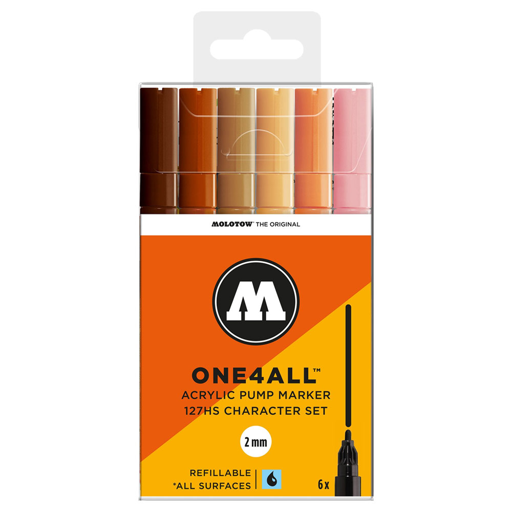 Molotow ONE4ALL 127HS Acrylic Paint Marker 2mm 6 Set Character