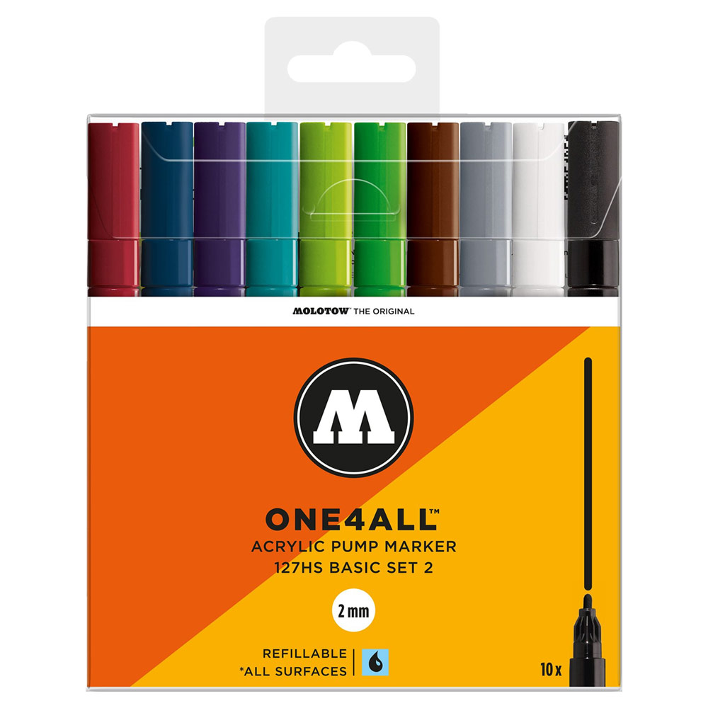 Molotow ONE4ALL 127HS Acrylic Paint Marker 2mm 10 Set Basic #2