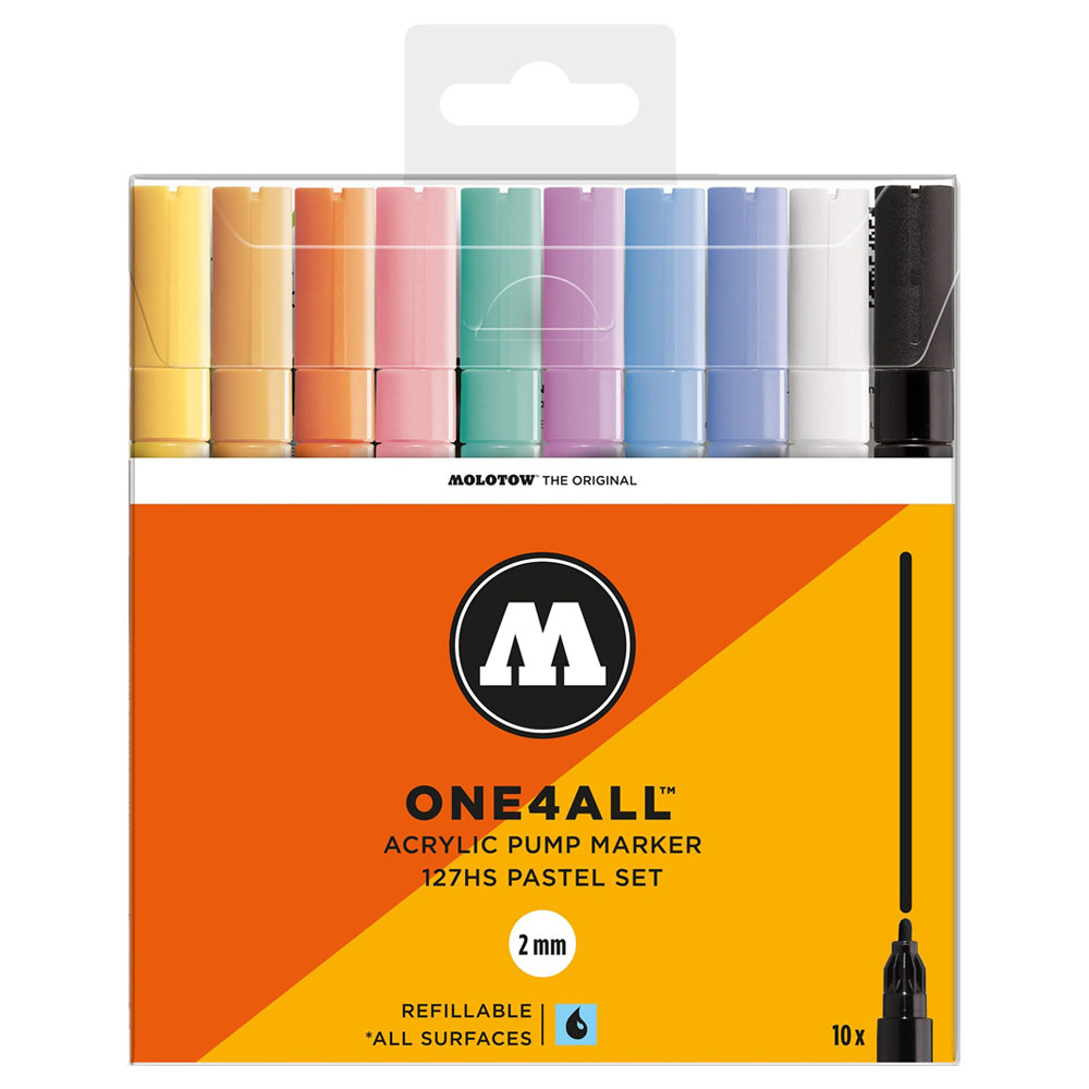 Molotow ONE4ALL 127HS Acrylic Paint Marker 2mm 10 Set Pastel