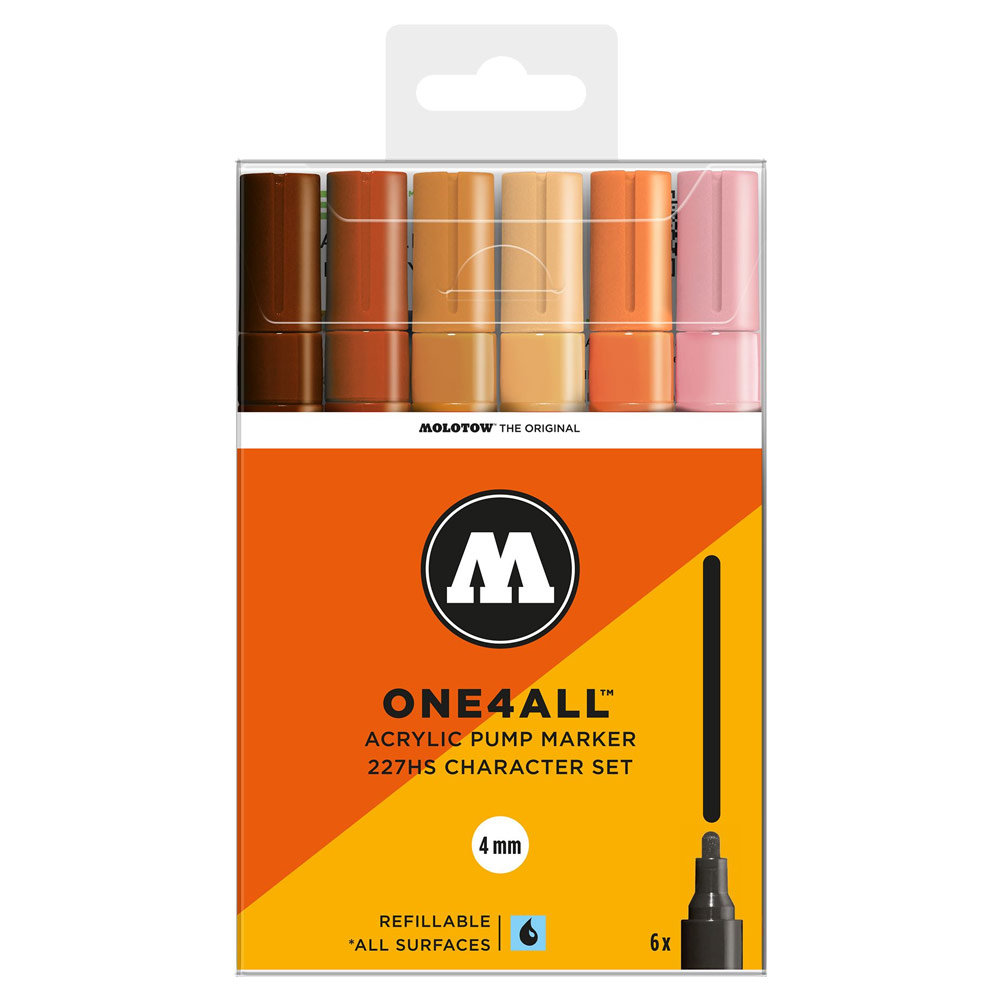 Molotow ONE4ALL 227HS Acrylic Paint Marker 4mm 6 Set Character