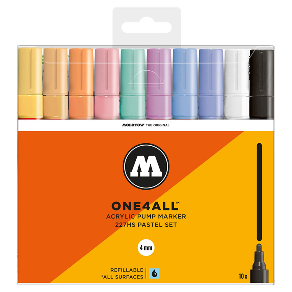Molotow ONE4ALL 227HS Acrylic Paint Marker 4mm 10 Set Pastel