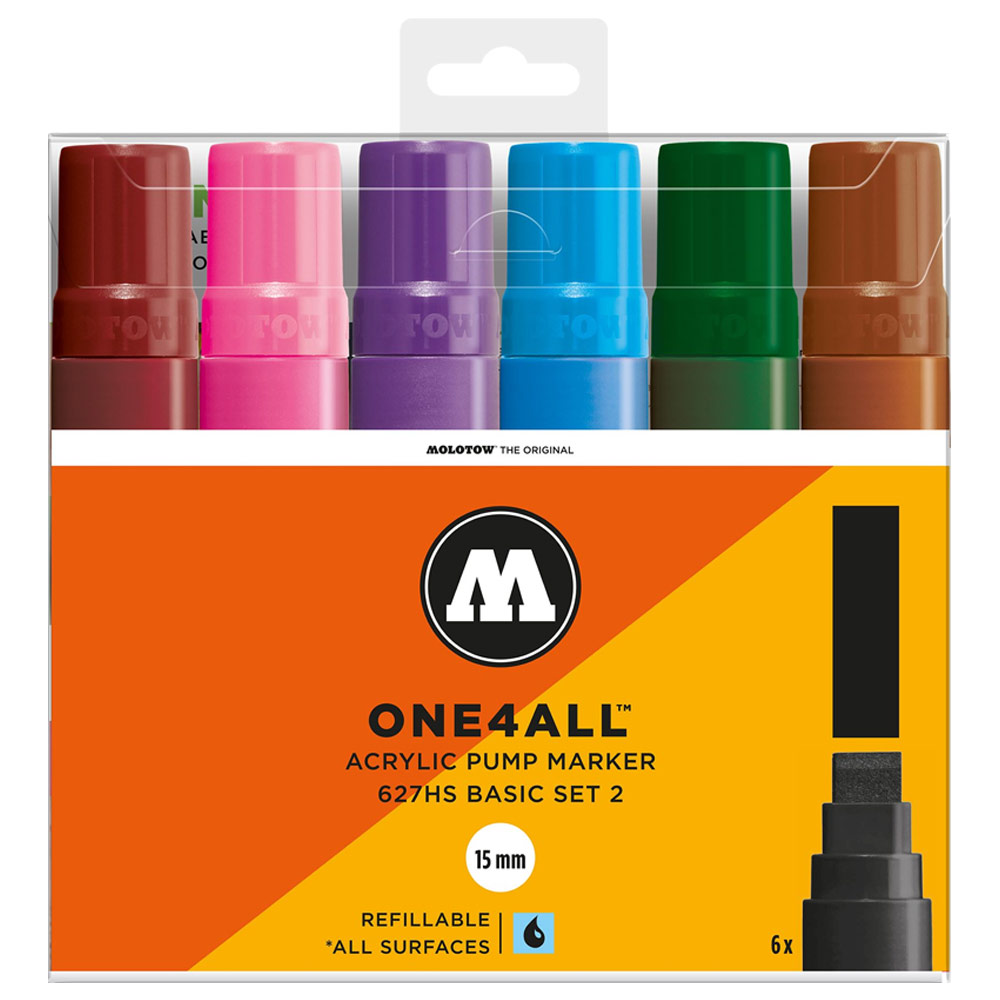 Molotow ONE4ALL 627HS Acrylic Paint Marker 15mm 6 Set Basic #2