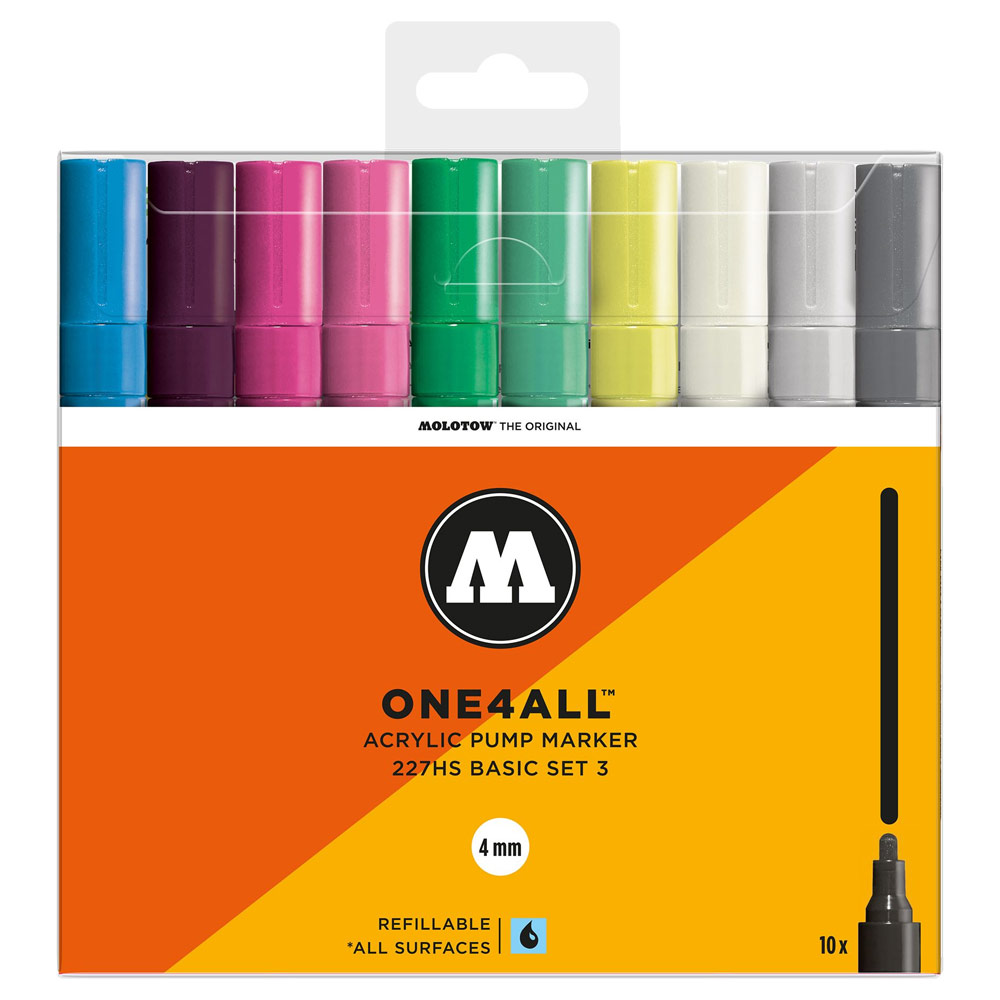 Molotow ONE4ALL 127HS Acrylic Paint Marker 4mm 10 Set Basic #3