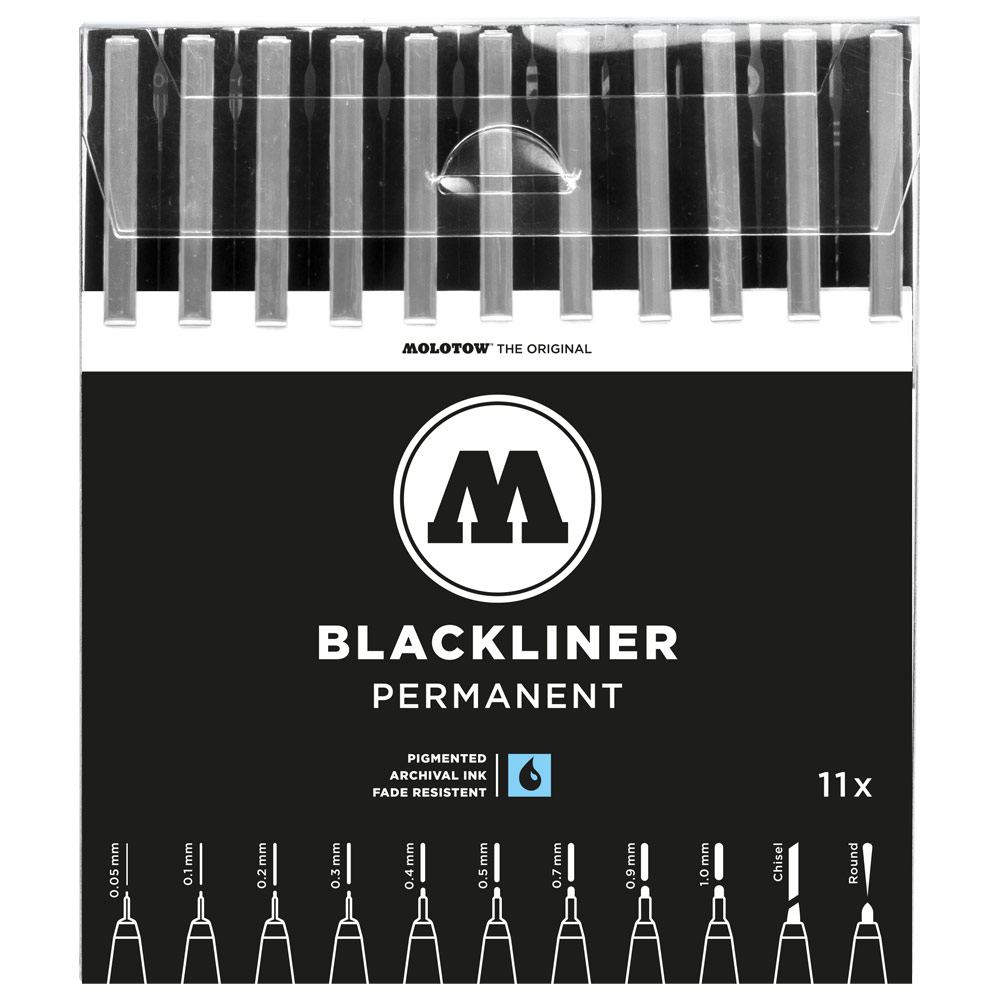 Molotow BLACKLINER Permanent Ink Pen 11 Set Complete