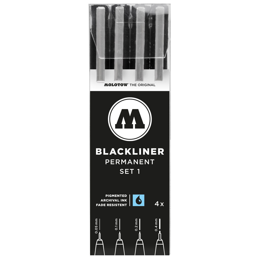 Molotow BLACKLINER Permanent Ink Pen 4 Set #1