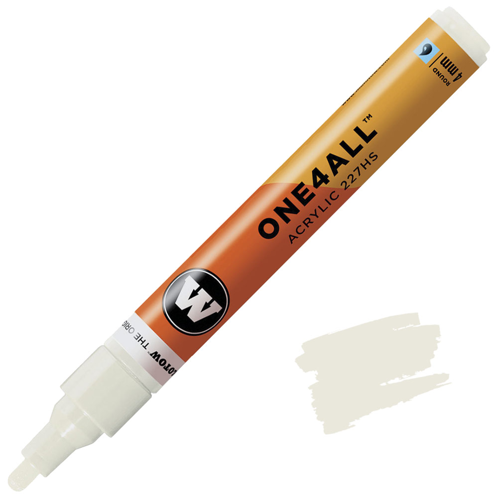 Marqueur Acrylique Twin Molotow One4All - 2 Pointes 1.5mm Et 4mm, Rechargeable, Couleur Blanc Nature