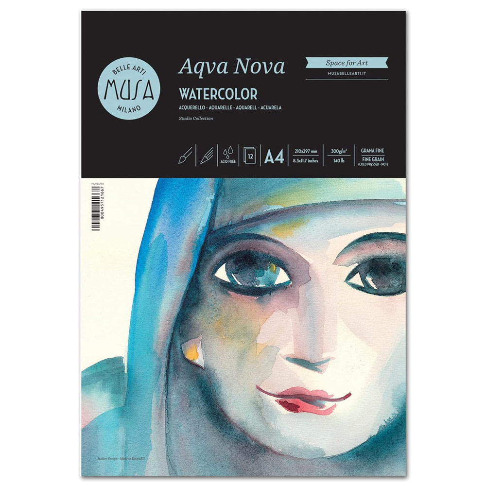 Musa Aqva Nova Watercolor A4 Pad 140lb 8.3"x11.7" Cold Press