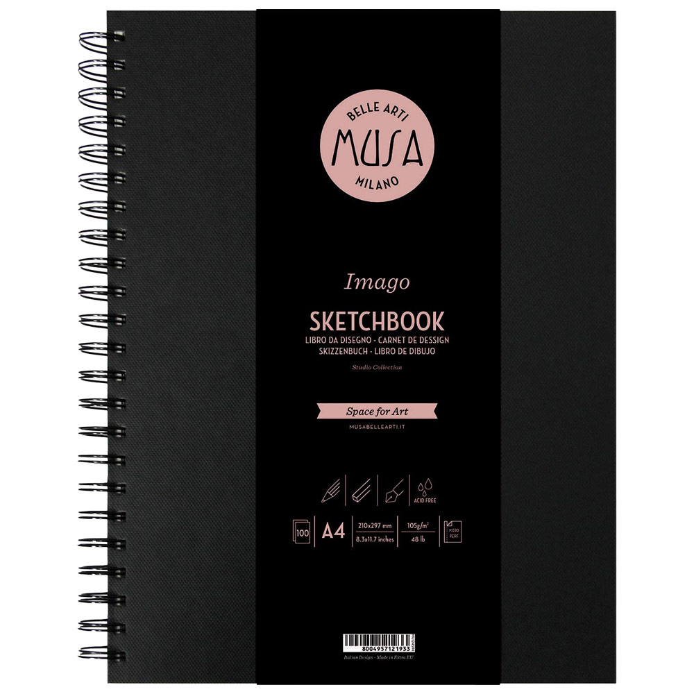 Musa A4 Imago Sketchbook Spiral 100 Sheets 8.3"x11.7" White