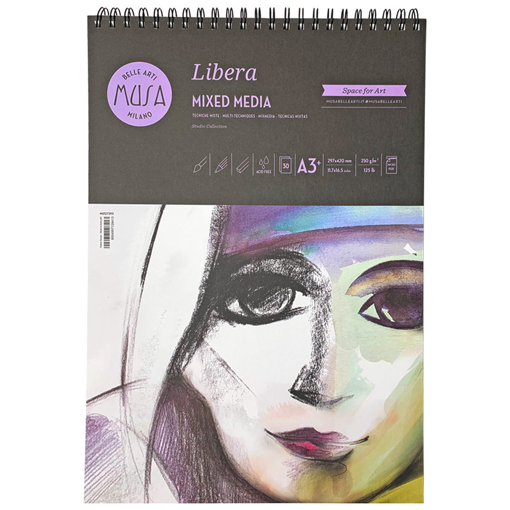 Musa A3 Libera Mixed Media Spiral Pad 30 Sheets 11.7"x16.5" White