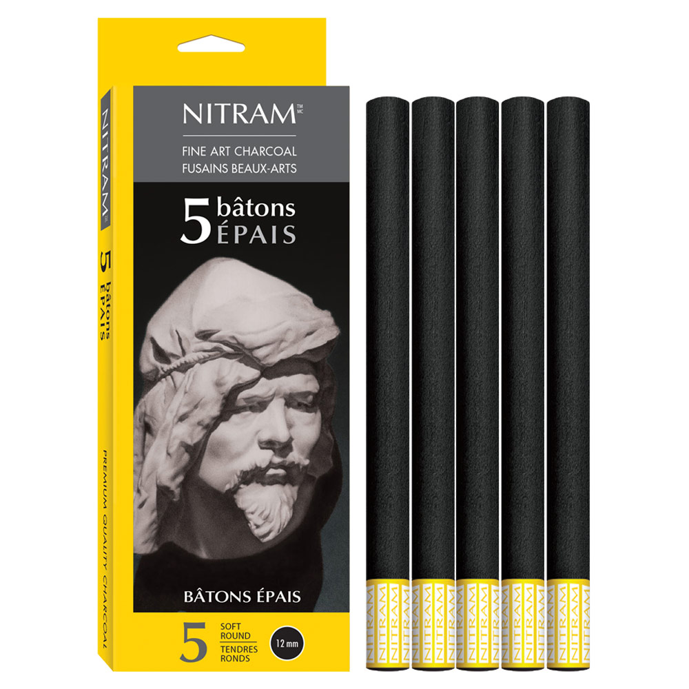 Nitram Charcoal Soft Round (12mm) - 5 Pack