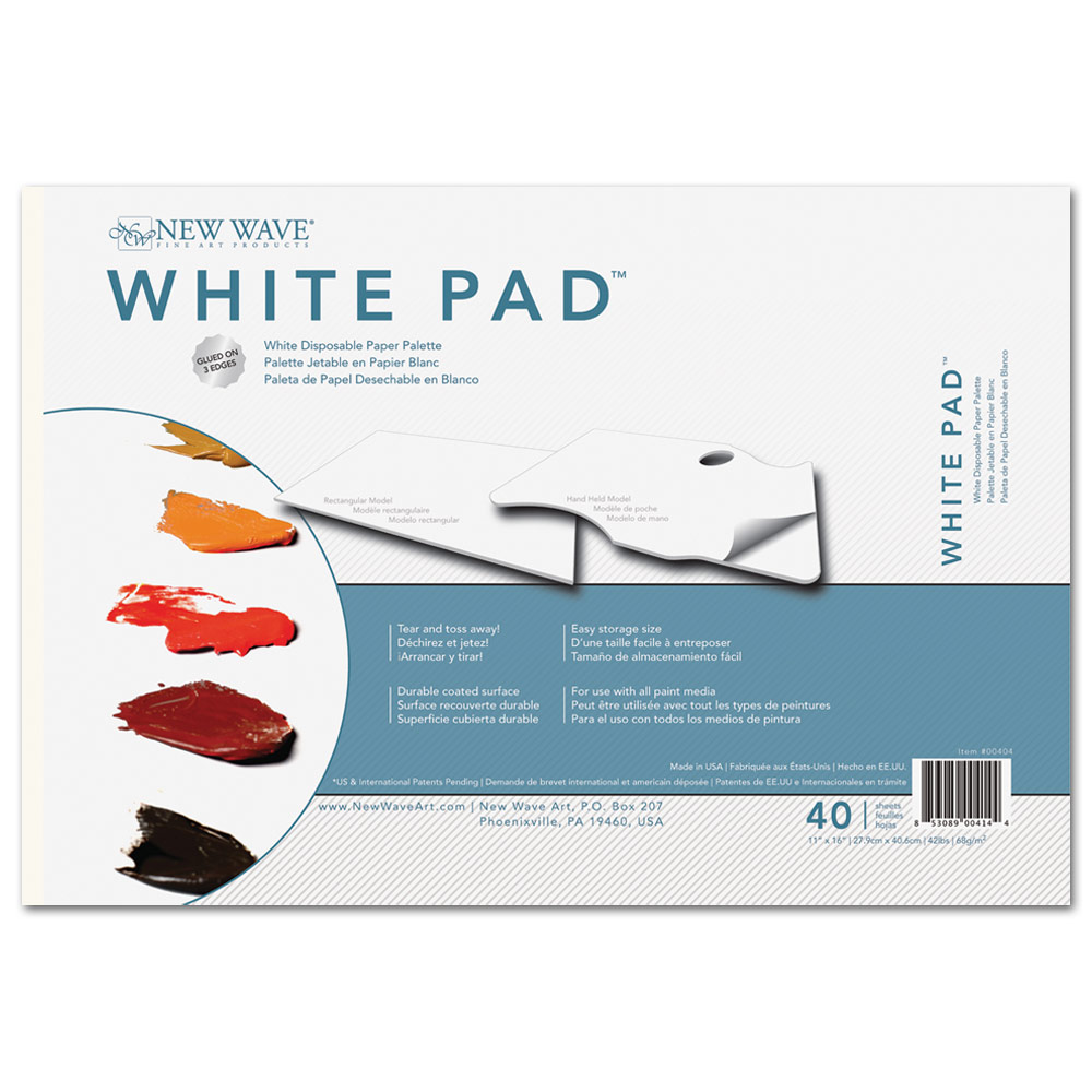 New Wave Rectangular Paper Palette Pad 40 Sheets 11"x16" White