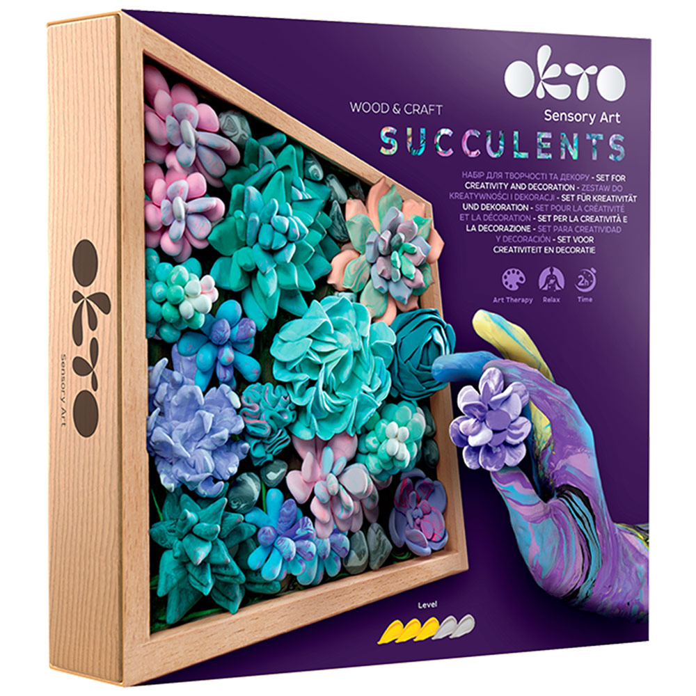 OKTO Sensory Art DIY Wood & Craft Flower Clay Succulents Kit Tenderness