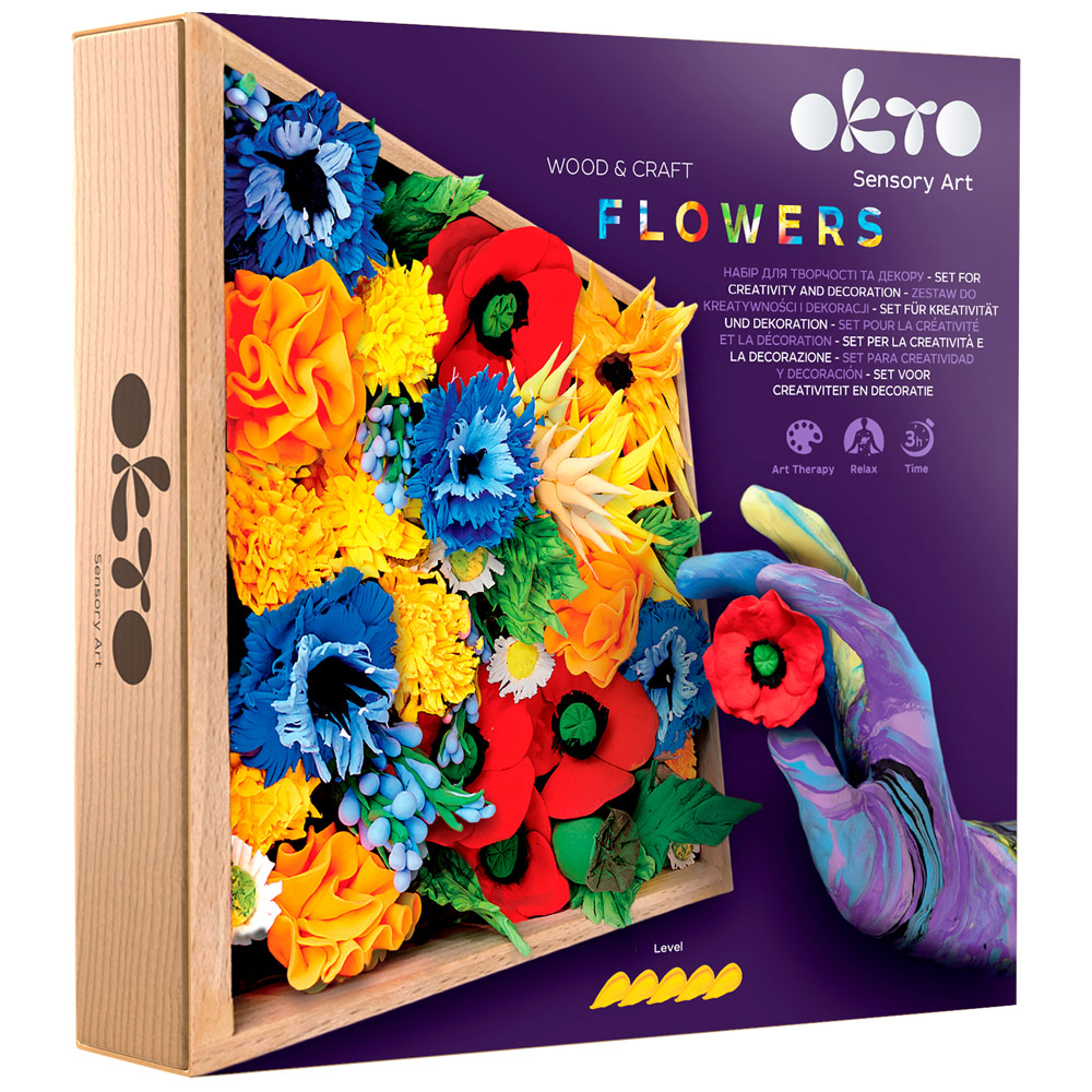 OKTO Sensory Art DIY Wood & Craft Flower Clay Flowers Kit Freedom