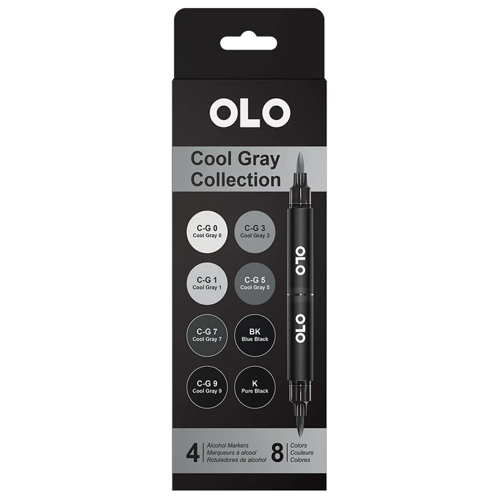 OLO Premium Alcohol Marker 4 Set Cool Gray Collection