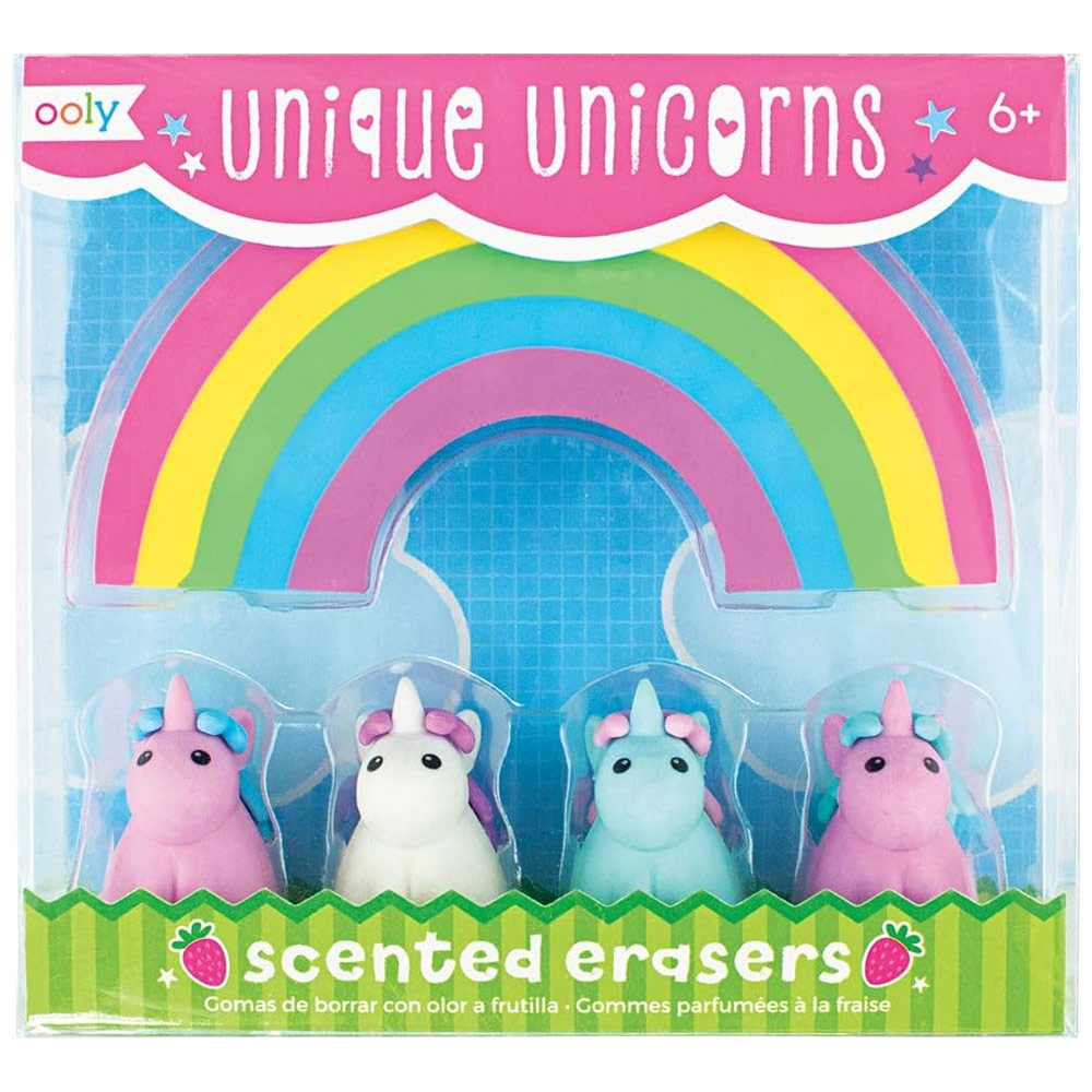 OOLY Unique Unicorns Strawberry Scented Erasers 3 Set