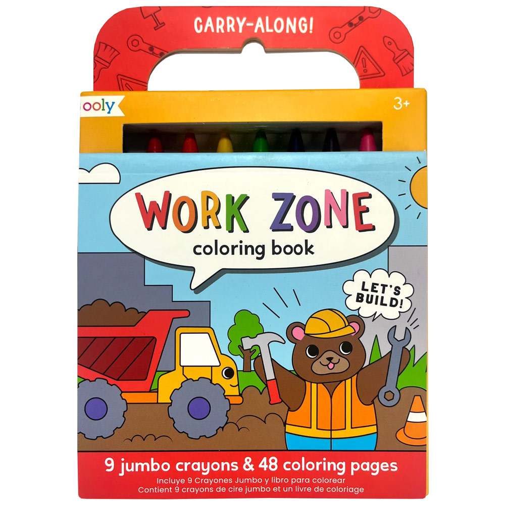 Ooly Carry Along! Coloring Book & Crayon 9 Set Work Zone