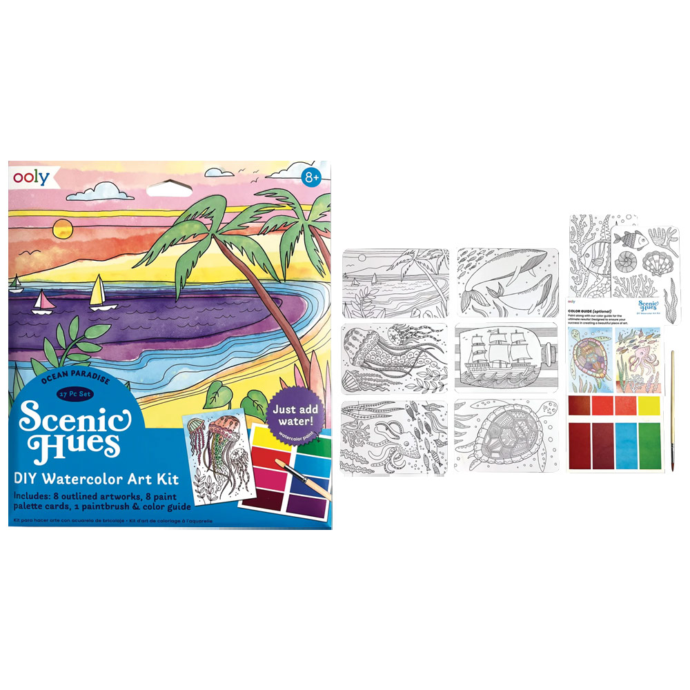 Ooly DIY Scenic Hues Watercolor Art Kit Ocean Paradise