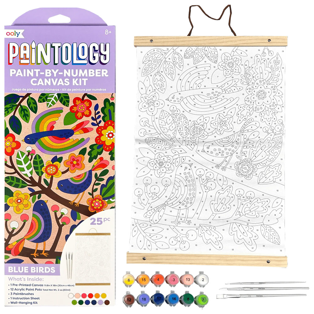 Ooly Paintology Paint By Number Canvas Kit Blue Birds