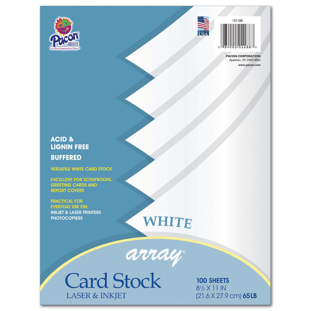 Pacon Card Stock 100 Pack 8.5"x11" White