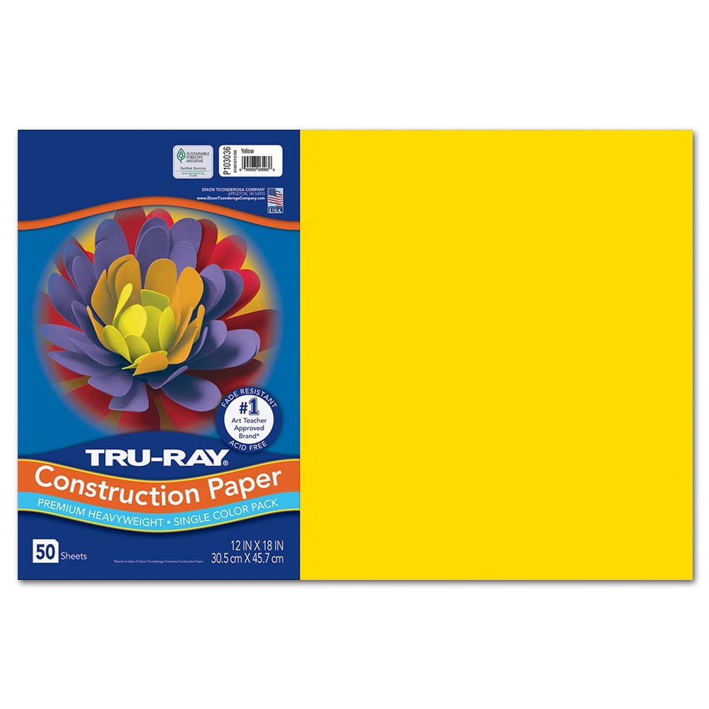 Tru-Ray Heavyweight Construction Paper 12"x18" 50 Pack Yellow